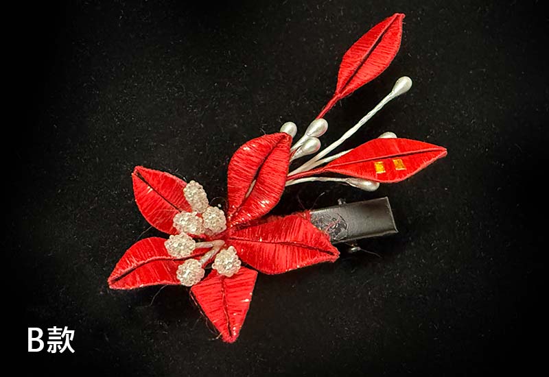 傳統紅春仔花(百合花)夾/胸針/髮梳